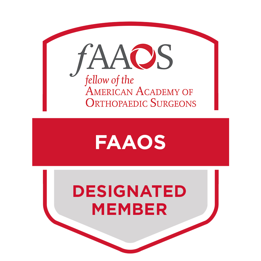 FAAOS Designated Member shield from the American Academy of Orthopaedic Surgeons